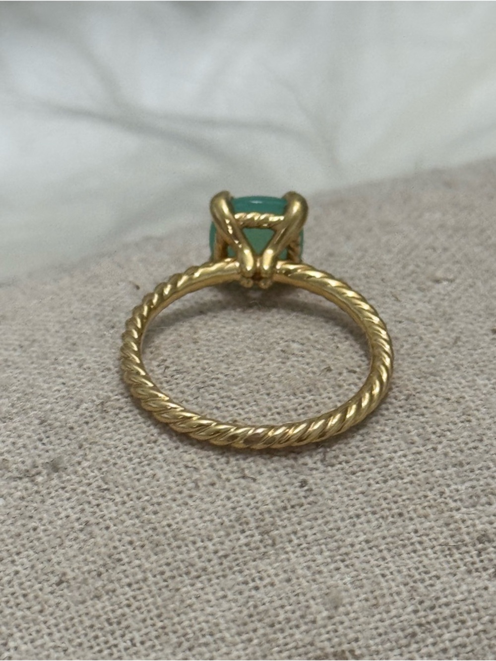 David Yurman 18K Gold Chrysoprase Diamond Chatelaine Ring - Picture 7 of 11